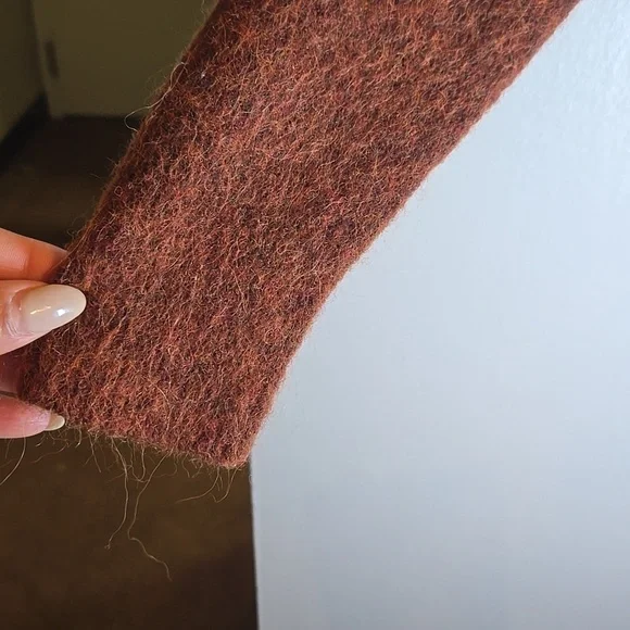 Madewell Carrabelle Polo Cardigan Alpaca Mohair Sweater In Heather Mahogany - Picture 8 of 14